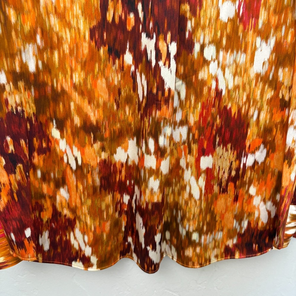 Lafayette 148 New York Scottie Blouse Shirt Women Size Medium Orange Button Up - Picture 13 of 15